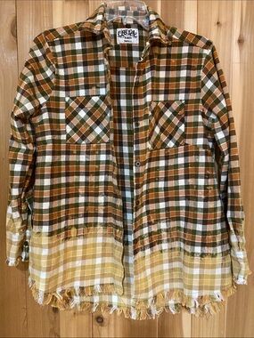 One 24 Rags Plaid Button-Down Flannel in Brown & Green